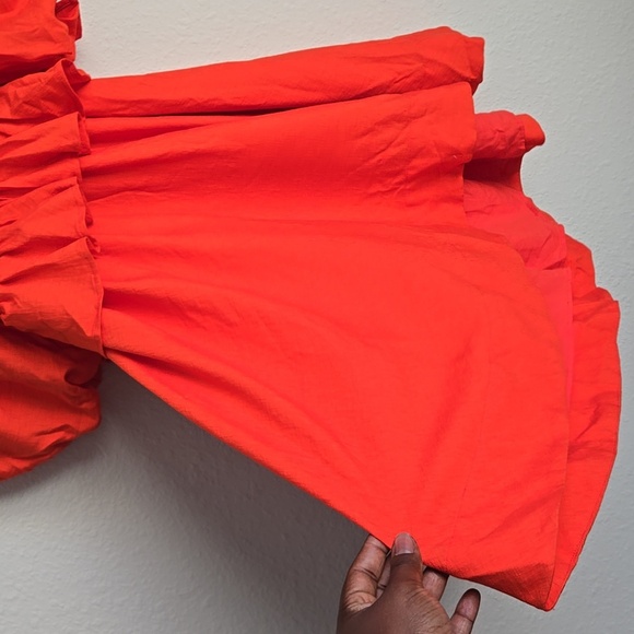 Banana Republic Balloon Sleeves Open Back Vibrant Orange Mini Dress - Picture 6 of 11